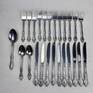 Reed & Barton Select Baroque Stainless Flatware 25 Piece Lot Salad Forks Knives